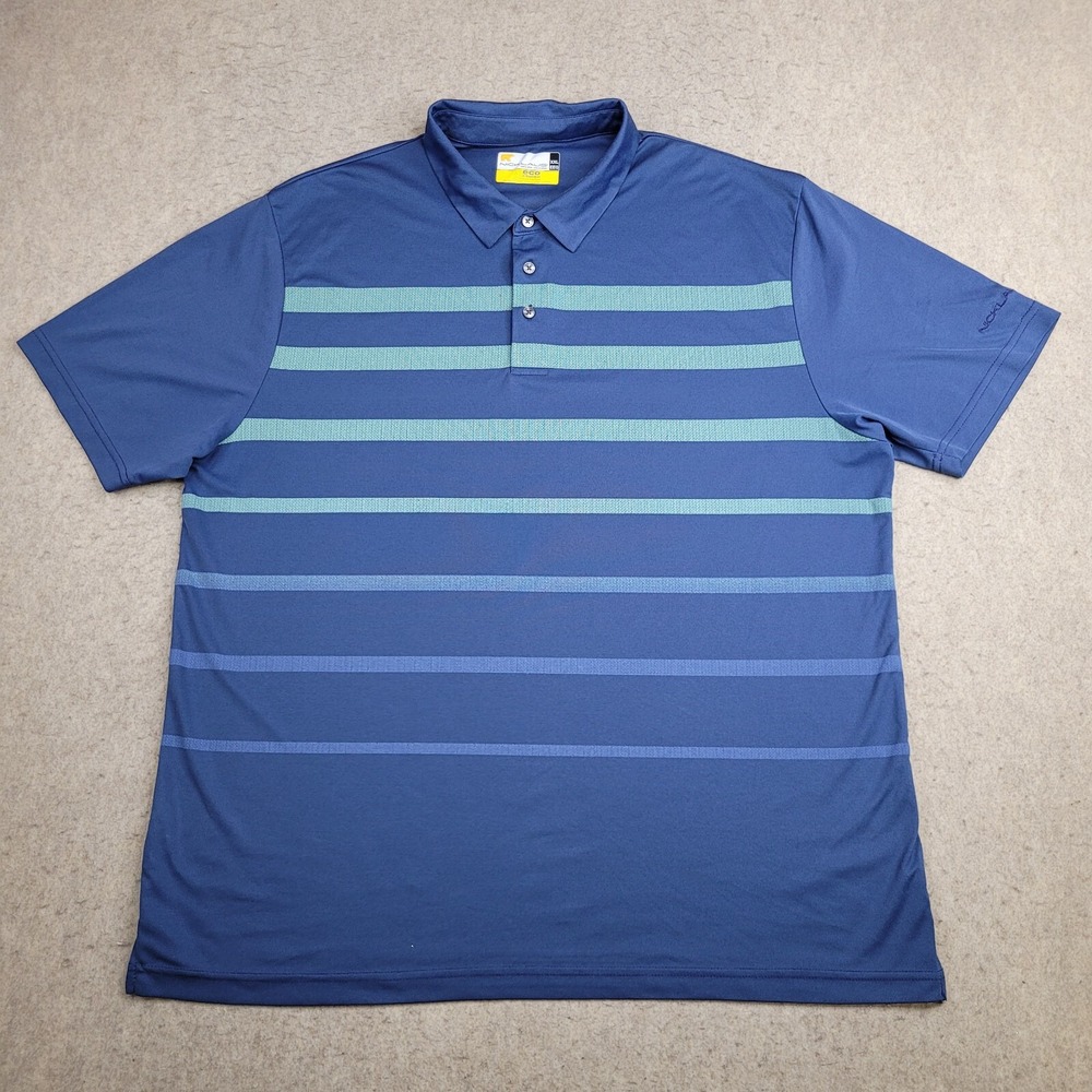 Jack Nicklaus‎ Eco Choice Golf Polo Shirt Mens 2XL Blue Striped Short Sleeve